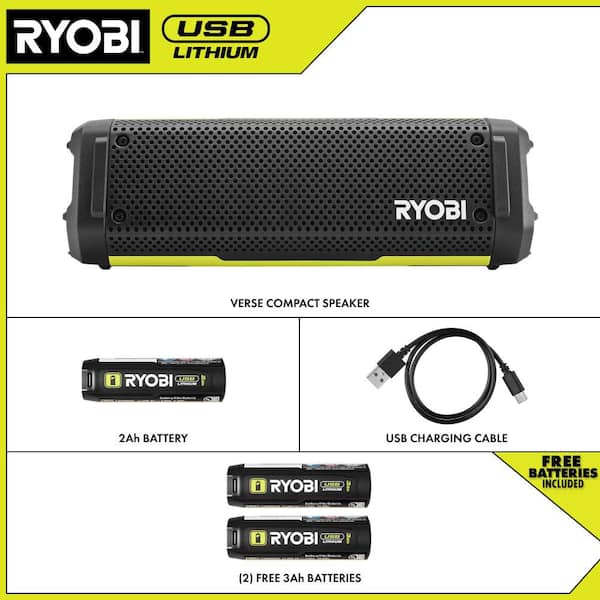 USB Lithium Cordless Bluetooth Charging Speaker Kit with 2.0 Ah Battery and 3.0 Ah Battery