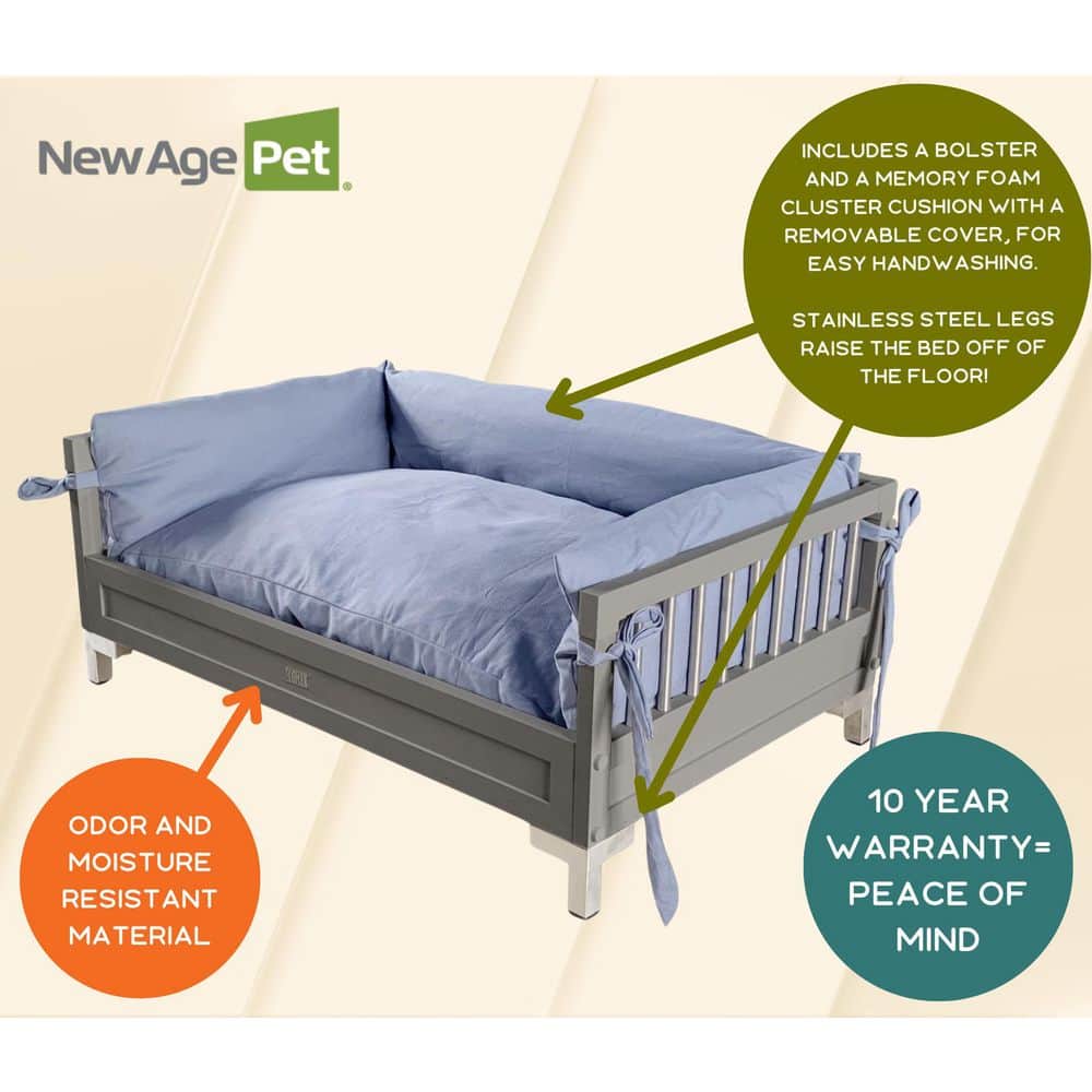 Large Gray Elevated Orthopedic Dog Bed with Foam Fill