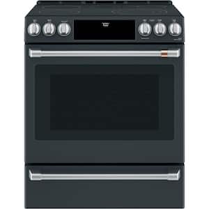 30 in. 5.7 cu. ft. Smart Slide-In Electric Range with Self-Cleaning Convection Oven in Matte Black,Fingerprint Resistant