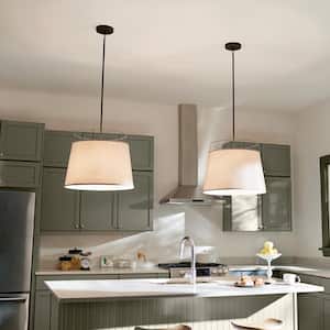 Marika 1-Light Olde Bronze Transitional Shaded Kitchen Pendant Hanging Light with Fabric Shade