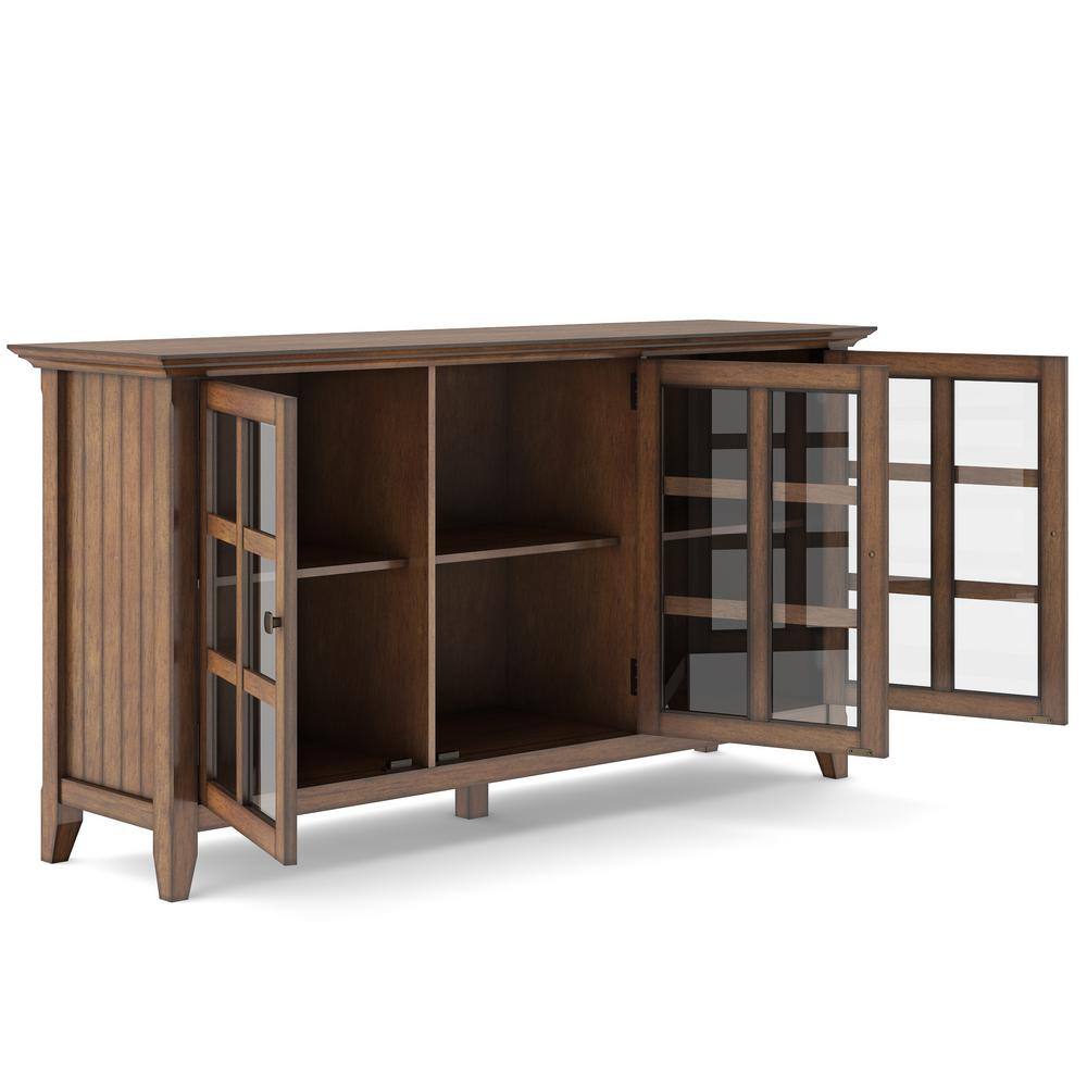 Rustic Natural Aged Brown Pine Wide Storage Cabinet