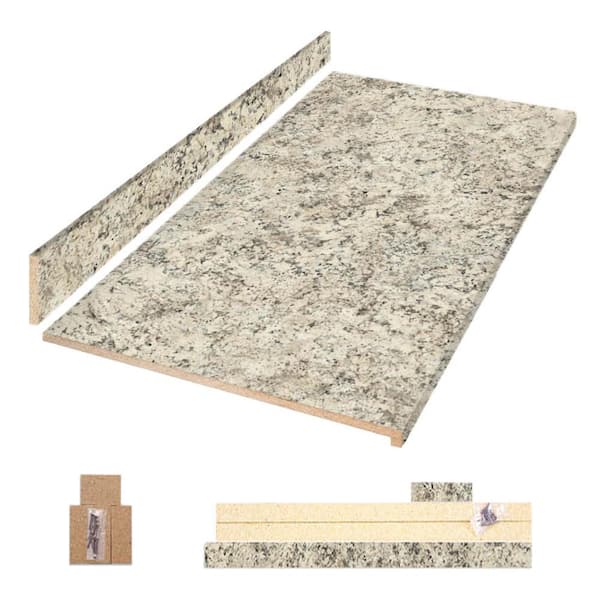 6 ft. Straight Laminate Countertop Kit Included in Textured Typhoon Ice with Eased Edge and Backsplash