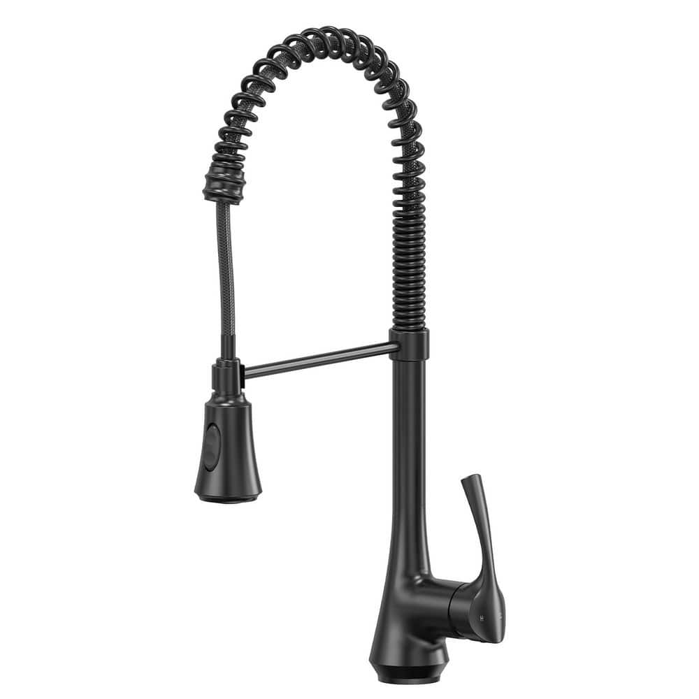 22.4 in. H Spring Stainless Steel 1-Handle 2-Spray Pull Down Sprayer Kitchen Faucet with 360° Swivel in Matte Black price history on PriceWatchPro