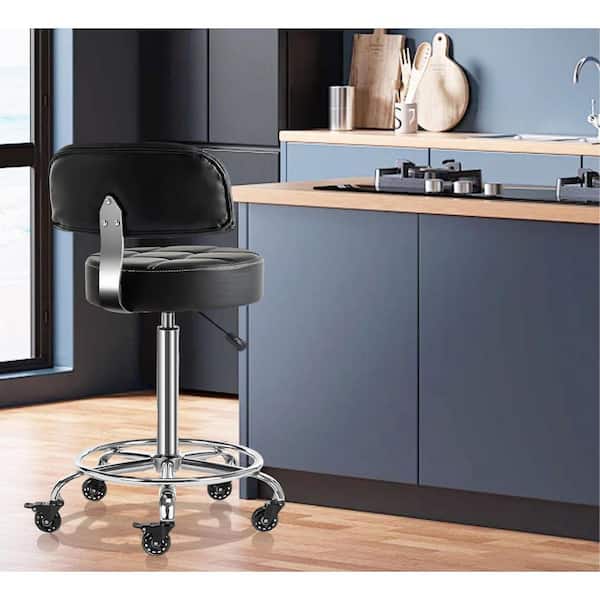 Lockable Adjustable Stool with Back Footrest Ergonomic Hydraulic