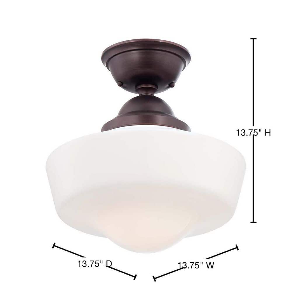 Brushed Bronze Opal Glass Semi-Flush Mount Light