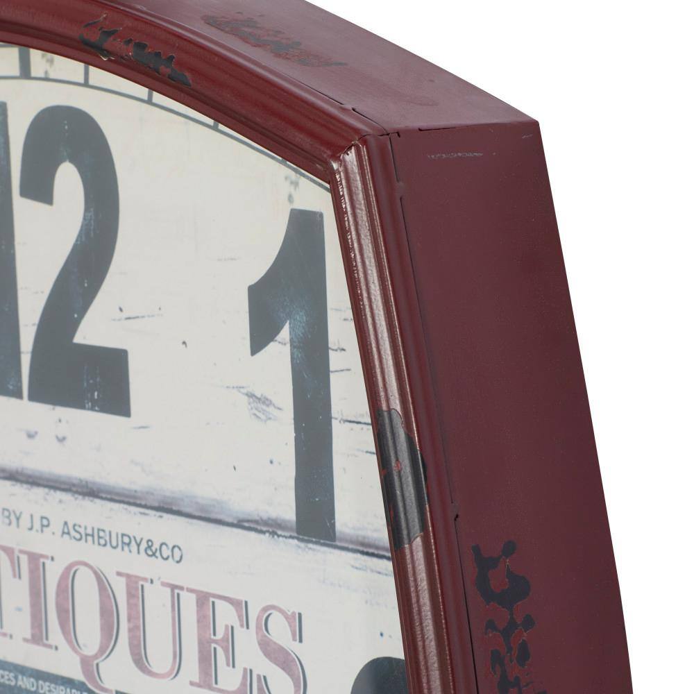 XL Red and White Vintage Metal Wall Clock