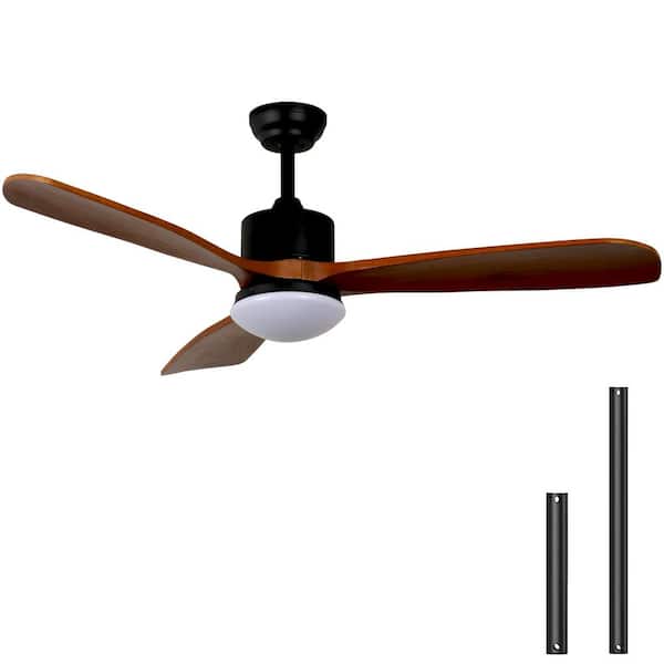 Yardreeze 52 in. LED Indoor Matte Black American Style Ceiling Fan with Lights Remote Control Dimmable LED and 6 Gear Wind Speed