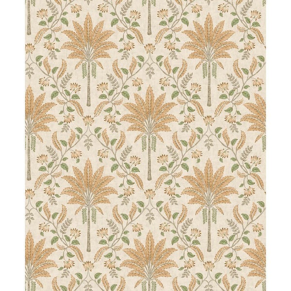 Palm Trellis Orange Non-Pasted Wallpaper (Covers 56 sq. ft.)