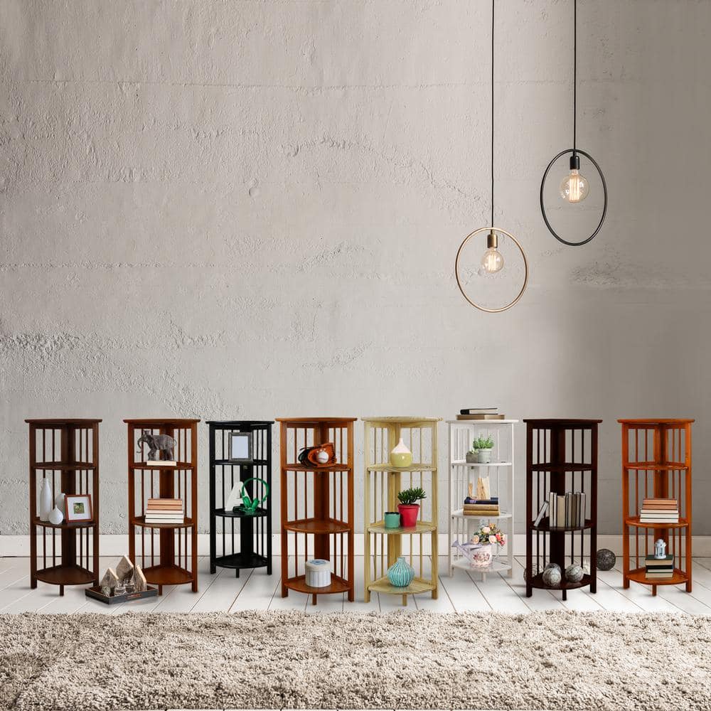 Truffle Brown Solid Wood Effortless Folding Corner Bookcase
