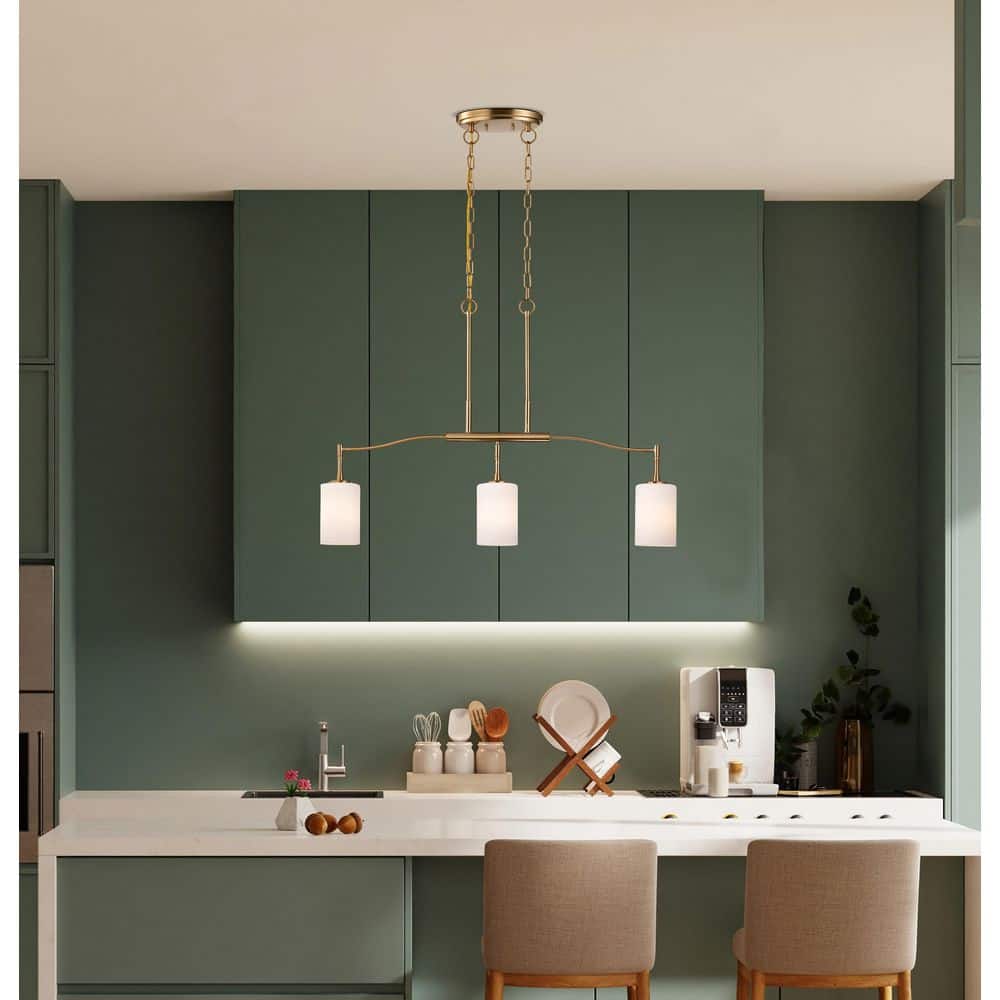 Liam 3-Light Burnished Brass Billiard Light with White Opal Glass Shade price history on PriceWatchPro