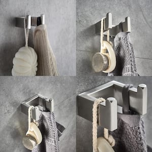 Bathroom 2-Piece Knob-Hook Double Robe/Towel Hook 2- in -1 Clothes Hook in Brushed Nickel