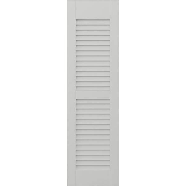 Ekena Millwork Americraft 12 in. W x 71 in. H 2-Equal Louver Exterior Real Wood Shutters Pair in Hailstorm Gray