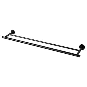 32 in. Stainless Steel Double Towel Bars for Bathroom, Wall Mount Towel Holder in Matte Black