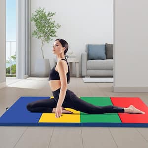 10 ft. x 4 ft. x 2 in. 4-Panel Folding Exercise Mat with Carrying Handles for Gym Flooring Mat Colorful 40 sq.ft.