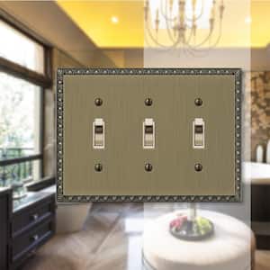 Antiquity 3 Gang Toggle Metal Wall Plate - Brushed Brass