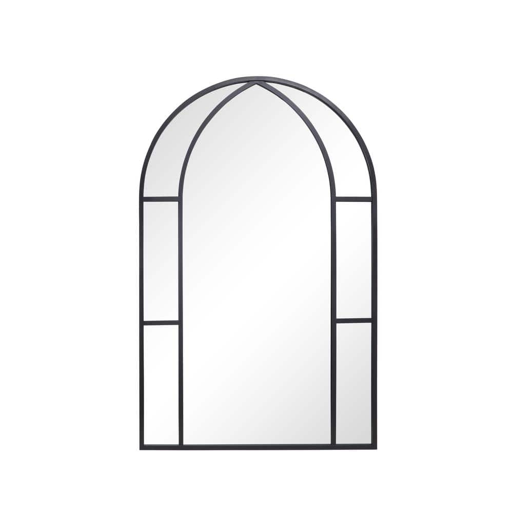 NEUTYPE 24 in. W x 36 in. H Modern Arch Metal Framed Black Wall Decorative Mirror AMR05114