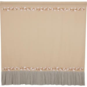 Ashmont Cotton Sprigs 72 in. Creme Khaki Golden Tan Ruffled Shower Curtain