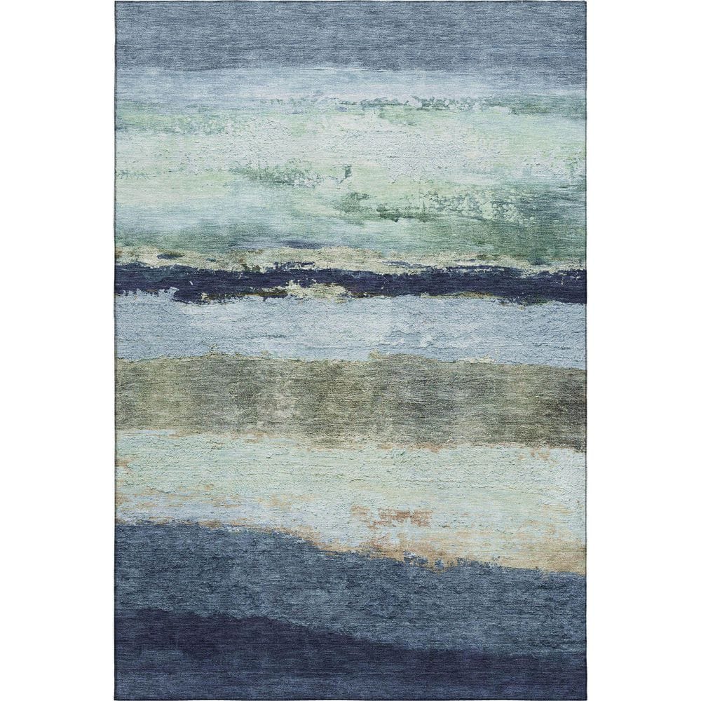 Mayfield Premium Machine Washable Abstract AMF2169 Denim 5 ft. x 7 ft. 6 in. Area Rug price history on PriceWatchPro