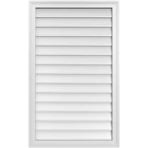 26 in. x 42 in. Vertical Surface Mount PVC Gable Vent: Decorative with Brickmould Frame