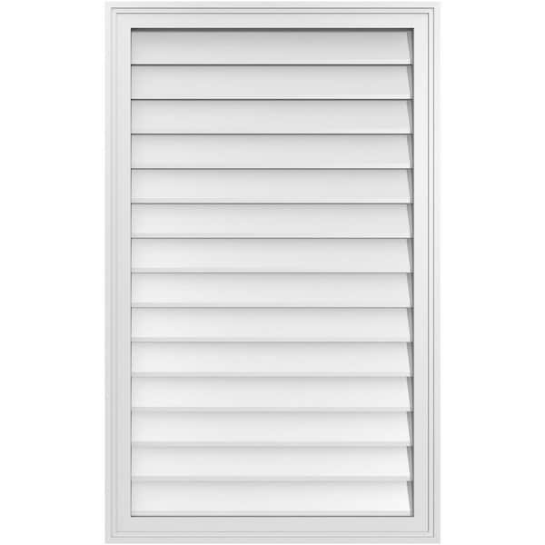 Ekena Millwork 26 in. x 42 in. Vertical Surface Mount PVC Gable Vent: Decorative with Brickmould Frame