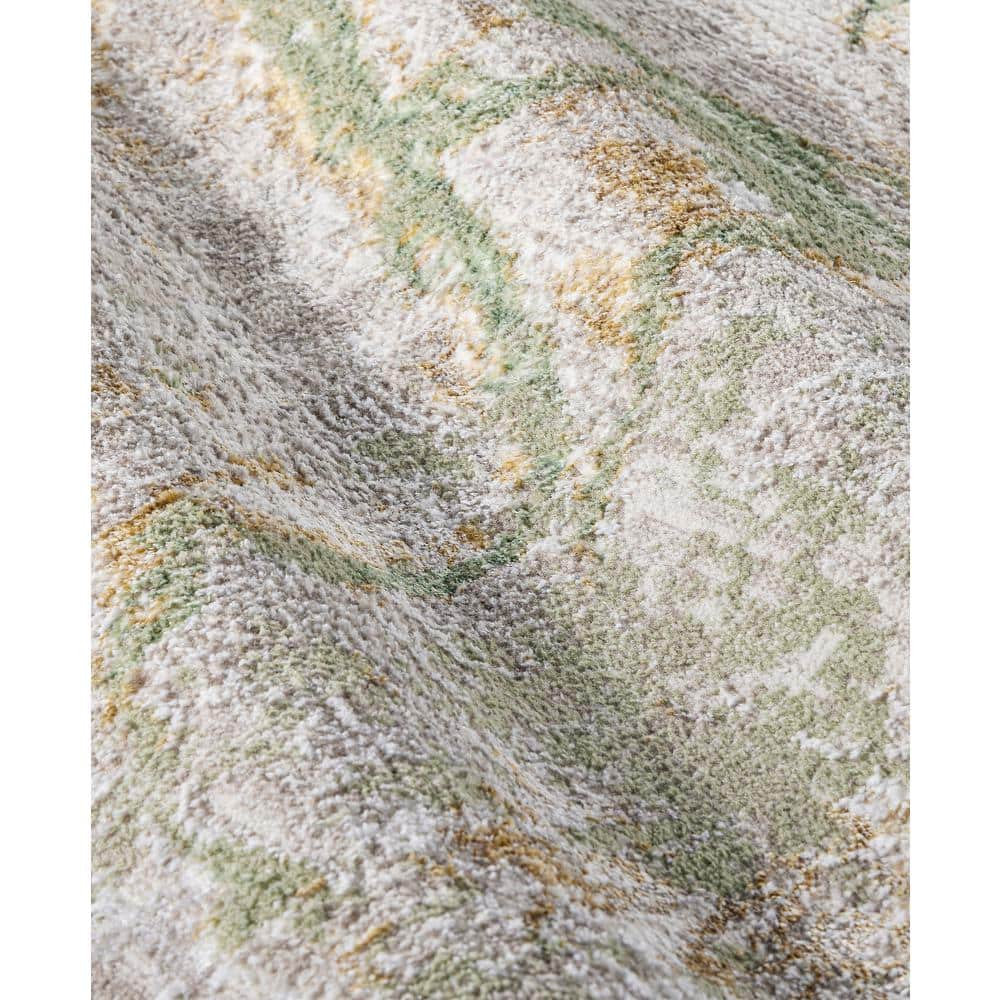 Sage Green Marble Metallic High-Low Area Rug 5'2" x 7'2"