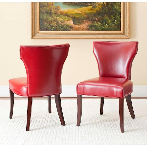 Safavieh Ryan Red Bicast Leather Side Chair (Set of 2)
