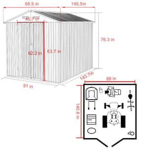 8 ft. W x 12 ft. D Outdoor Metal Storage Shed in Gray (96 sq. ft.)