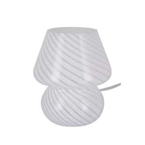 7 in. White Contemporary Swirl Glass Mushroom Accent Lamp