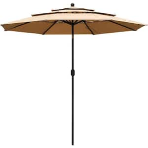 10 ft. Steel Market Patio Umbrella with Crank and Tilt in Color Brown