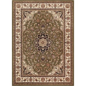 Barclay Medallion Kashan Green 5 ft. x 7 ft. Traditional Area Rug