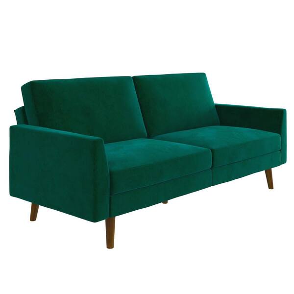 DHP Jena Green Velvet Futon With Coils DE47807 - The Home Depot