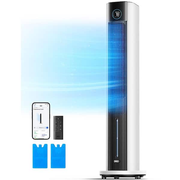 1327 CFM 4-Speed Portable Evaporative Cooler with 85 degree Oscillation, 12-H Timer in White