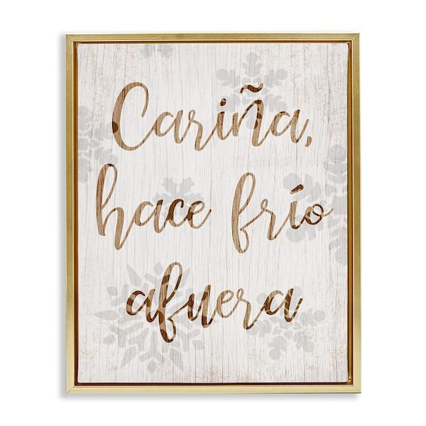 Stupell Industries Cold Outside Feminine by Lil' Rue Gold Floater Frame Abstract Graphic Art Print 31 in. x 25 in.