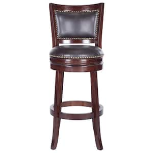 Lazzaro 29 in. Brown Swivel Bar Stool