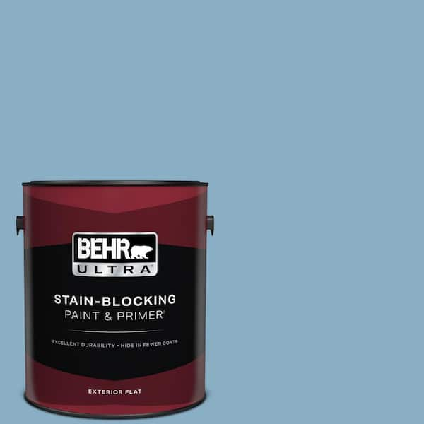 BEHR ULTRA 1 gal. #S500-4 Chilly Blue Flat Exterior Paint & Primer