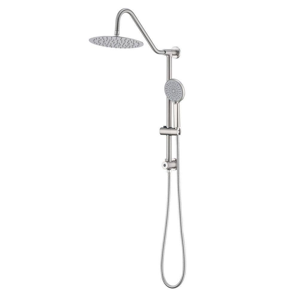 Single Handle 3-Spray Exposed Pipe Shower Faucet 1.8 GPM with Ceramic Disc Valve Wall Mount Shower System Brushed Nickel price history on PriceWatchPro