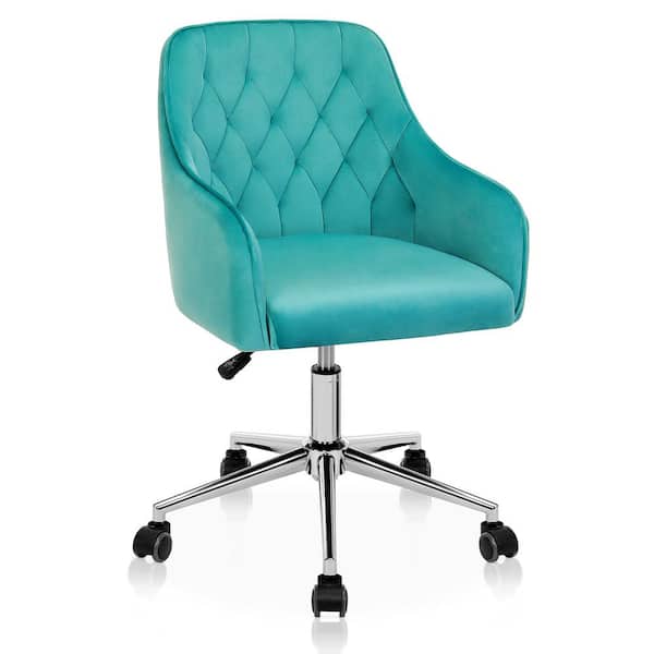 Hoffree Standard Green Velvet Task Chair with Armrests with Adjustable Height