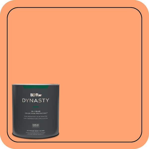 BEHR DYNASTY 1 qt. #P210-5 Cheerful Tangerine Semi-Gloss Enamel Exterior Stain-Blocking Paint & Primer