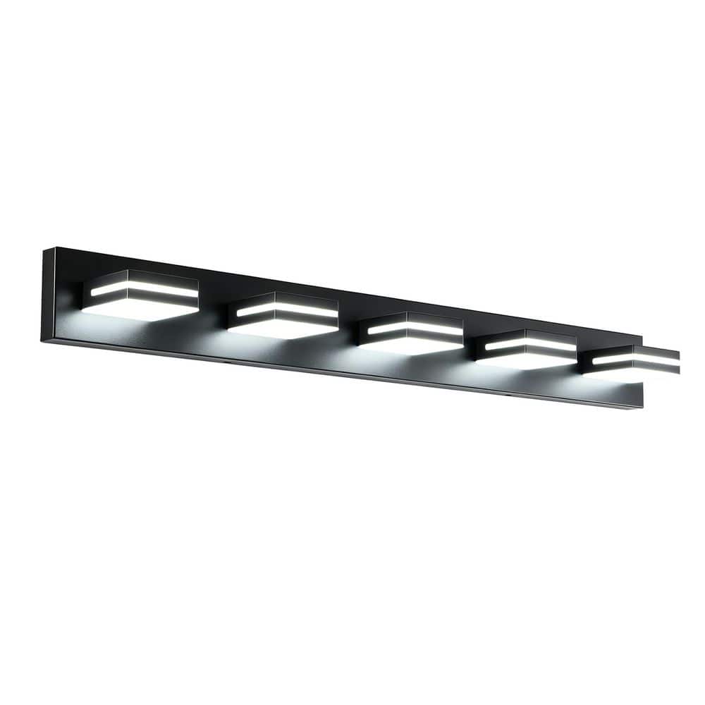 40.6 in. 5-Light Black Modern LED Bathroom Vanity Light, Minimalist Wall Mount Fixture Above Mirror price history on PriceWatchPro