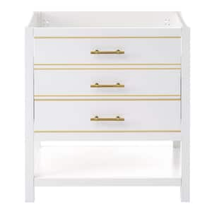 29.13 in. W x 17.70 in. D x 33.10 in. H Bath Vanity Cabinet without Top in White with 2-Drawers, Open Storage