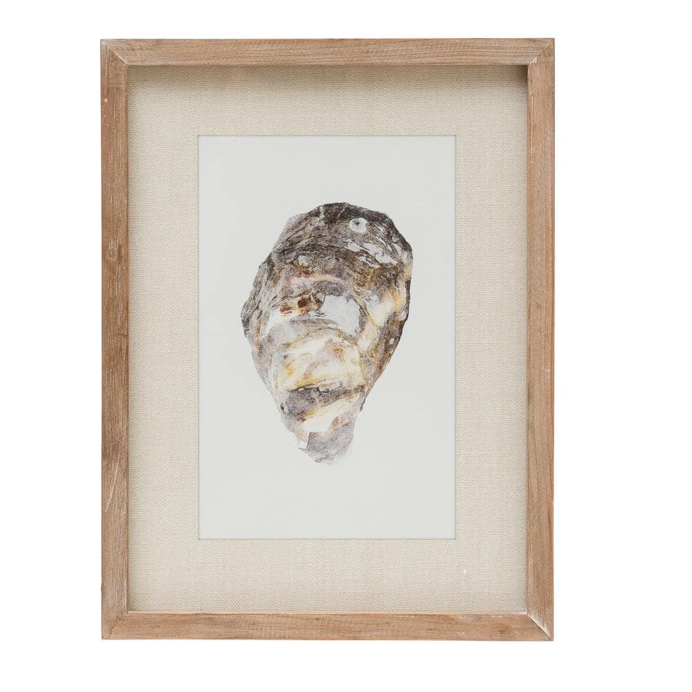 Natural Wood Framed Oyster Print Wall Art Set