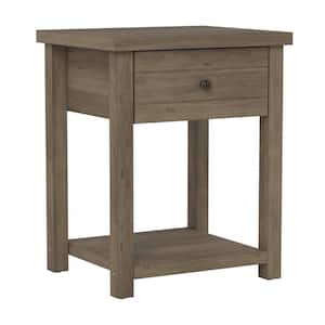 Harmony 18.5 in. Gray Oak Rectangular Wood Side Table with 1-Drawer