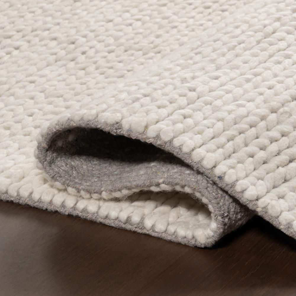 Handmade Off-White Braided Wool 5' x 8' Area Rug