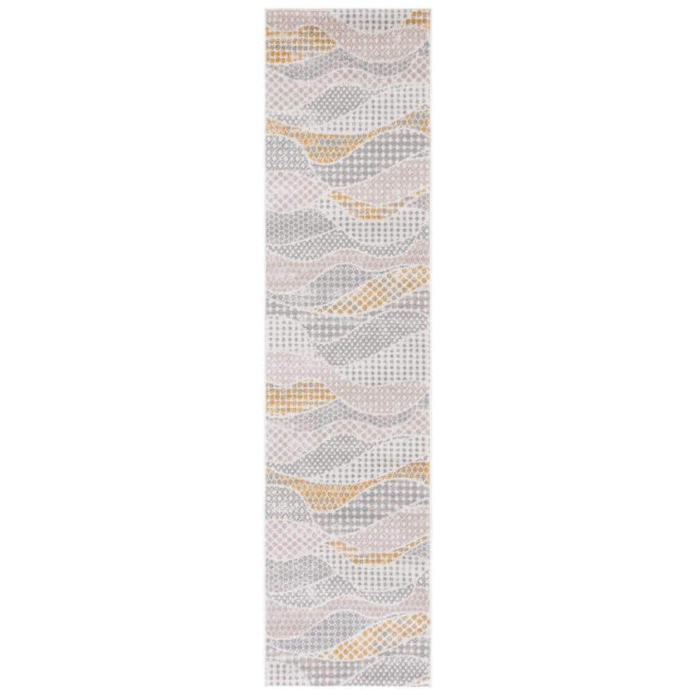 SAFAVIEH Skyler Collection Gray Beige/Gold 2 ft. x 9 ft. Abstract