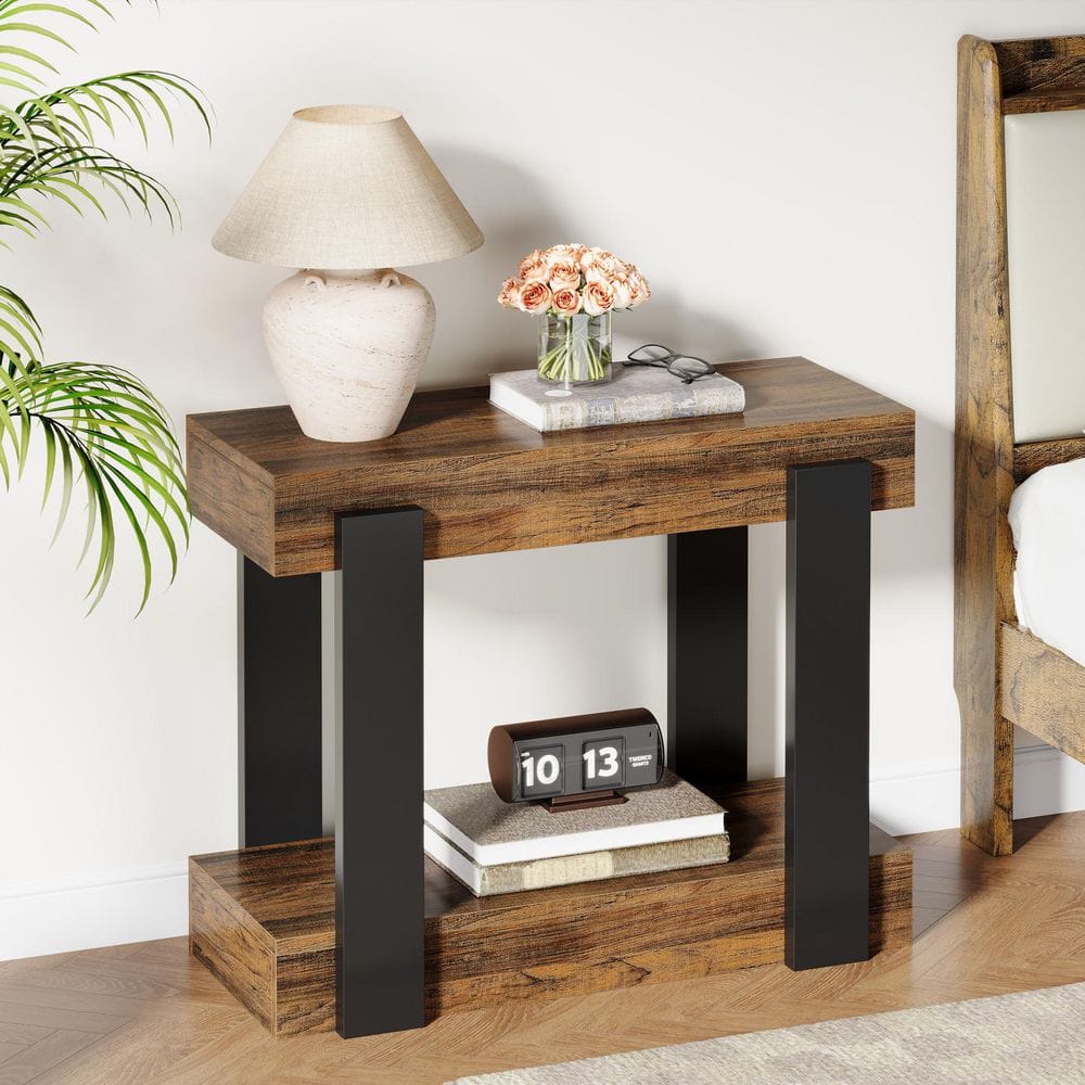 Fenley Rustic Brown 31.5 in. Nightstand with Storage Shelves,Bedside Table End Side Table for Bedroom and Living Room price history on PriceWatchPro