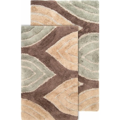 Davenport 21 in. x 34 in. and 24 in. x 40 in. 2-Piece Bath Rug Set in Tan