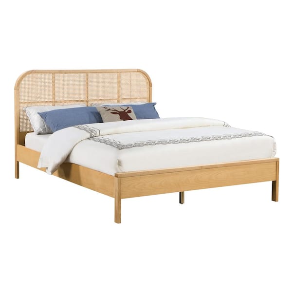Best Master Furniture Belmont Brown Rattan Wood Frame Queen Platform Bed