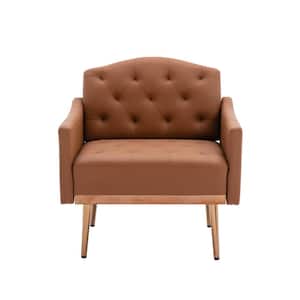 Brown PU Faux Leather Upholstered Accent Arm Chair leisure Single Sofa
