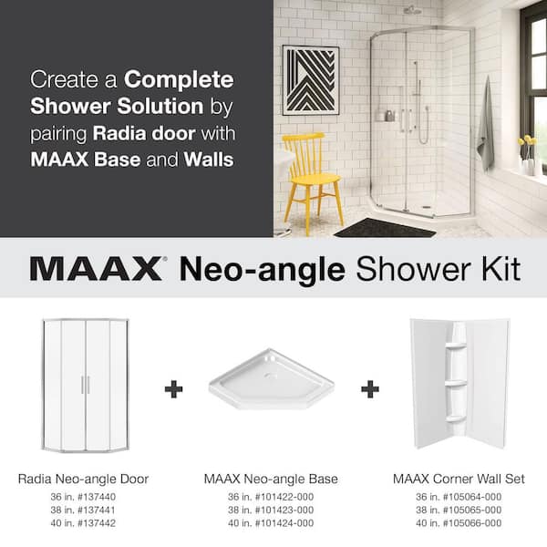 38-1/2 in. x 38-1/2 in. Neo-Angle Single Threshold Corner Shower Base in White 38-1/2 in. x 38-1/2 in. Neo-Angle Single Threshold Corner Shower Base in White