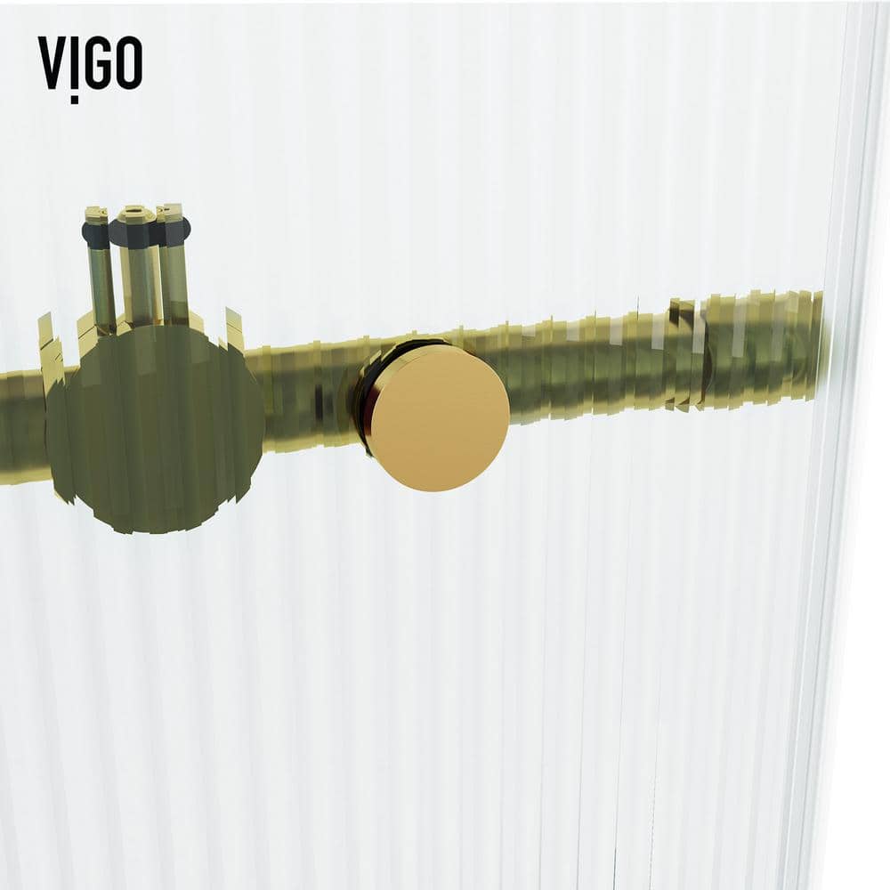 Matte Brushed Gold Frameless Sliding Shower Door with Fluted Glass